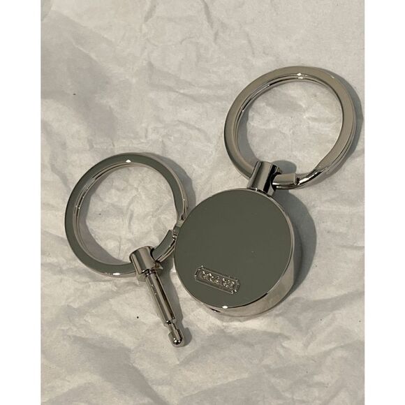 Coach Silver Green Black Dual Key Chain / Fob Purse Charm with Release - Picture 10 of 12